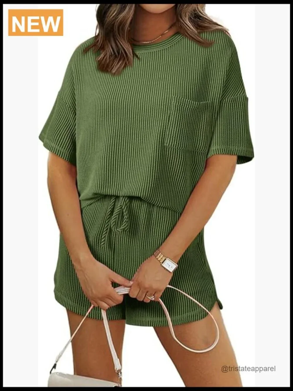 2 Piece Lounge Set Short Sleeve Tee High Waisted Shorts with Pockets